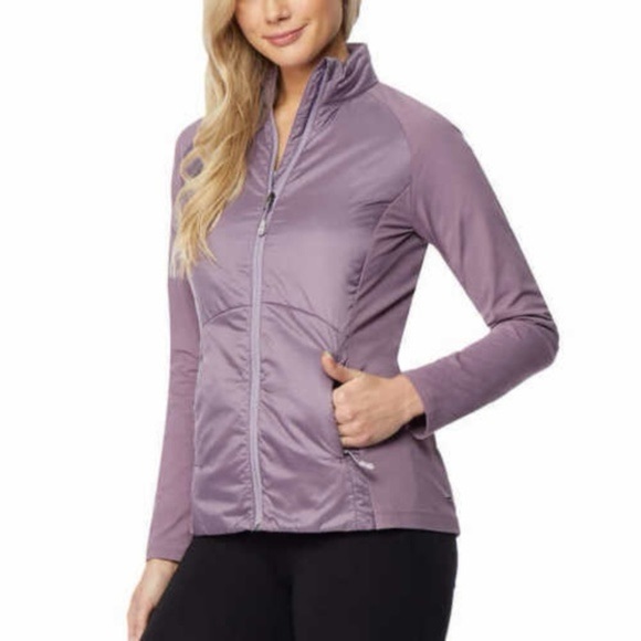 32 COOL MIXED MEDIA LIGHTWEIGHT WOMENS LAVENDER PURPLE ZIP JACKET - Picture 1 of 8
